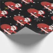 Papier Cadeau Père Noël Noire Avec Flammes De Neige Et Étoiles N (Coin)