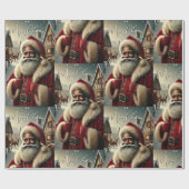 Papier Cadeau Père Noël nostalgique (Plat)