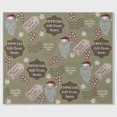 Papier Cadeau Père Noël officielle avec nom et emplacement (Plat)