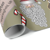 Papier Cadeau Père Noël officielle avec nom et emplacement (Coin rond)