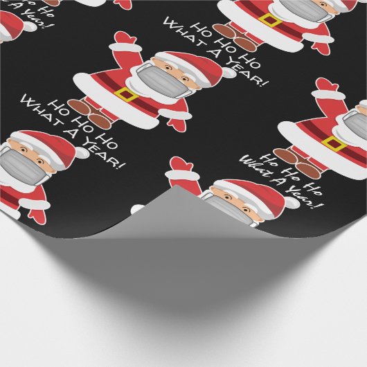 Papier Cadeau Père Noël pandémique avec personnalisation noire (Coin)