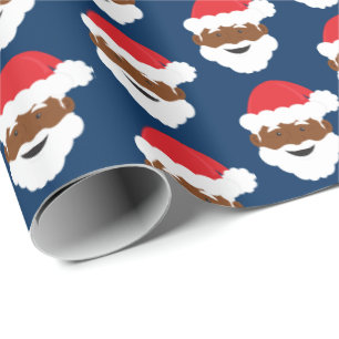 Papier Cadeau Père Noël Peau Brown Bleu Noël