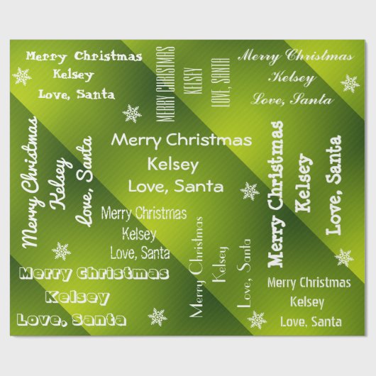 Papier Cadeau Père Noël personnalisé vert de Noël (Plat)