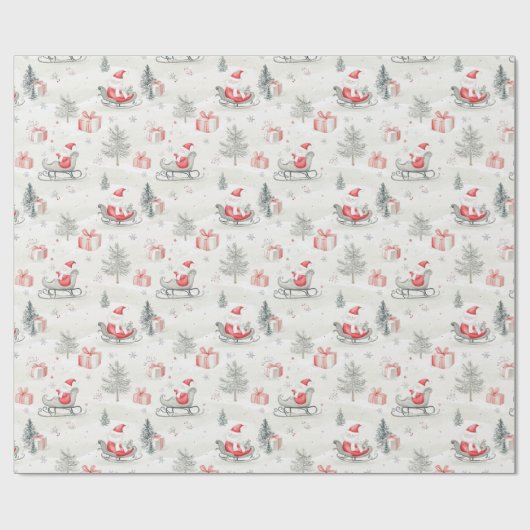 Papier Cadeau Père Noël présente Noël (Plat)