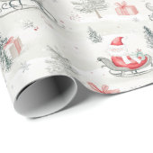 Papier Cadeau Père Noël présente Noël (Coin rond)