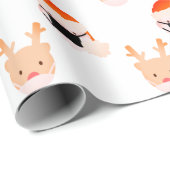 Papier Cadeau Père Noël Reindeer avec masque blanc (Coin rond)