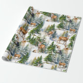 Papier Cadeau Père Noël Reindeer Repose Dans La Forêt (Déroulé)