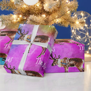 Papier Cadeau père Noël Reindeer sur le feuillet d'enveloppeme