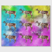 Papier Cadeau père Noël Reindeer sur le feuillet d'enveloppement (Plat)