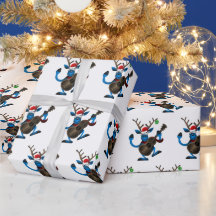 Père Noël reinder jouant de la guitare