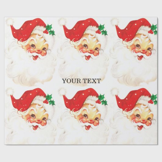Papier Cadeau Père Noël rétro, doux Noël (Plat)