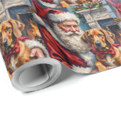 Papier Cadeau Père Noël Rhodesian Ridgeback Art de Noël (Coin rond)