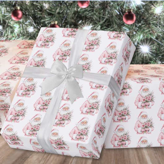Papier Cadeau Père Noël Rose de Noël