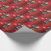 Papier Cadeau père Noël rouge léopard (Coin)