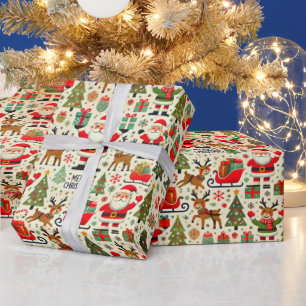 Papier Cadeau Père Noël Rudolph Le Renne au Nez Rouge Joie