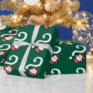 Papier Cadeau Père Noël secret point d'interrogation Noël