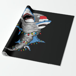 Papier Cadeau Père Noël Shark Tornado Joyeux Noël