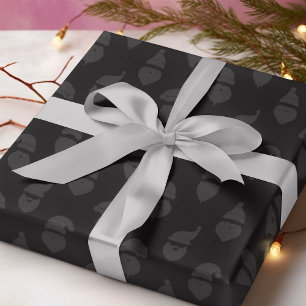 Papier Cadeau Père Noël Silhouette moderne Monotone Noir Noël