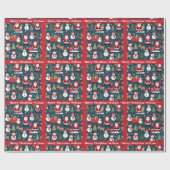 Papier Cadeau Père Noël Snowman Ajouter nom et texte joli Noël (Plat)