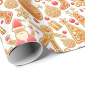 Papier Cadeau Père Noël & Snowman Gingerbread Noël Cookies (Coin rond)