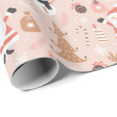 Papier Cadeau Père Noël Snowman Reindeer Sucre de canne sapin de (Coin rond)