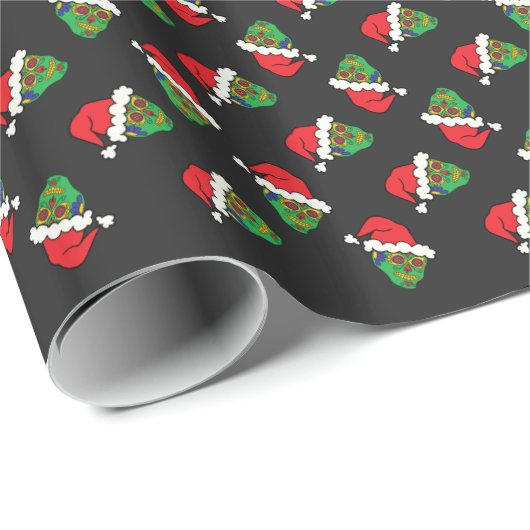 Papier Cadeau Père Noël Sugar Skull (Coin rond)