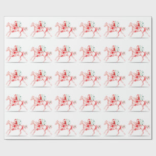 Papier Cadeau Père Noël sur un cheval de Noël