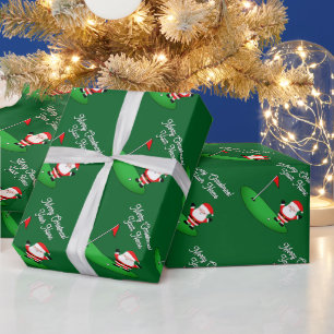 Papier Cadeau Père Noël sur un terrain de golf Noël drôle de Noë