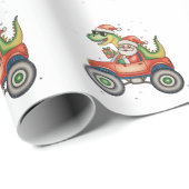 Papier Cadeau Père Noël T Rex Dinosaur Monster Truck Noël Noël (Coin rond)