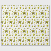 Papier Cadeau Père Noël Tartan Jaune Chic Avec Purée (Plat)