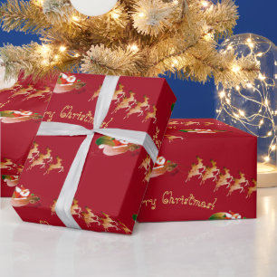 Papier Cadeau Père Noël Texte à bascule en rouge