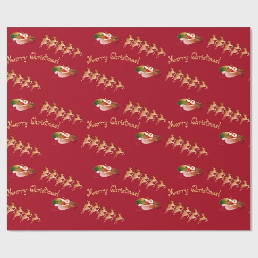 Papier Cadeau Père Noël Texte à bascule en rouge (Plat)