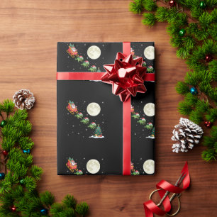 Papier Cadeau Père Noël traîneau de Noël de grenouille Nuit enne