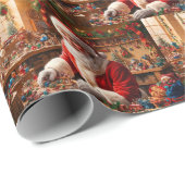 Papier Cadeau Père Noël Travailler dans son atelier de jouets de (Coin rond)