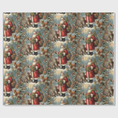 Papier Cadeau Père Noël victorienne avec animaux présents et for (Plat)