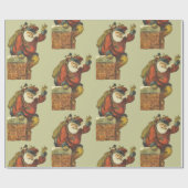 Papier Cadeau Père Noël vintage descend Chimney (Plat)