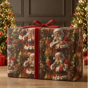 Papier Cadeau Père Noël Vintage Noël
