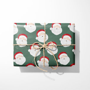 Papier Cadeau Père Noël Vintage Vert