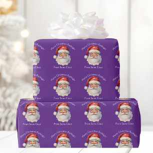 Papier Cadeau Père Noël violet Noël personnalisé