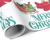 Papier Cadeau Père Noël Vol Avion, Sommeil & cadeaux, Noël (Coin rond)