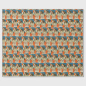 Papier Cadeau Père vintage Noël Bleu Collage Ephémère (Plat)