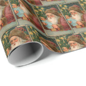 Papier Cadeau Père vintage Noël Green Collage Ephémère (Coin rond)