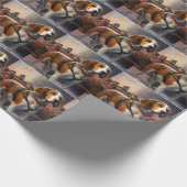 Papier Cadeau Période de fêtes de Noël Beagle (Coin)