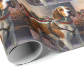 Papier Cadeau Période de fêtes de Noël Beagle (Coin rond)