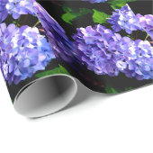 Papier Cadeau Périwinkel hydrangeas fleurs violettes fleurs bleu (Coin rond)