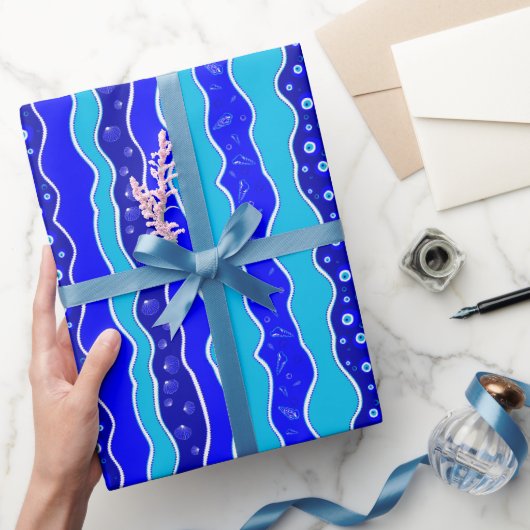 Papier Cadeau Perle de l'oeil de l'huître bleue (Cadeaux)
