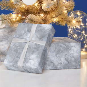 Papier Cadeau Perle Élégante Motif Abstrait Silver Frost Shine