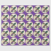 Papier Cadeau Perle Fleur de lis de mardi gras (Plat)