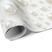 Papier Cadeau Perles Blanches Élégantes (Coin rond)