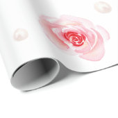 Papier Cadeau Perles roses et cadeau de mariage Prosecco pour en (Coin rond)